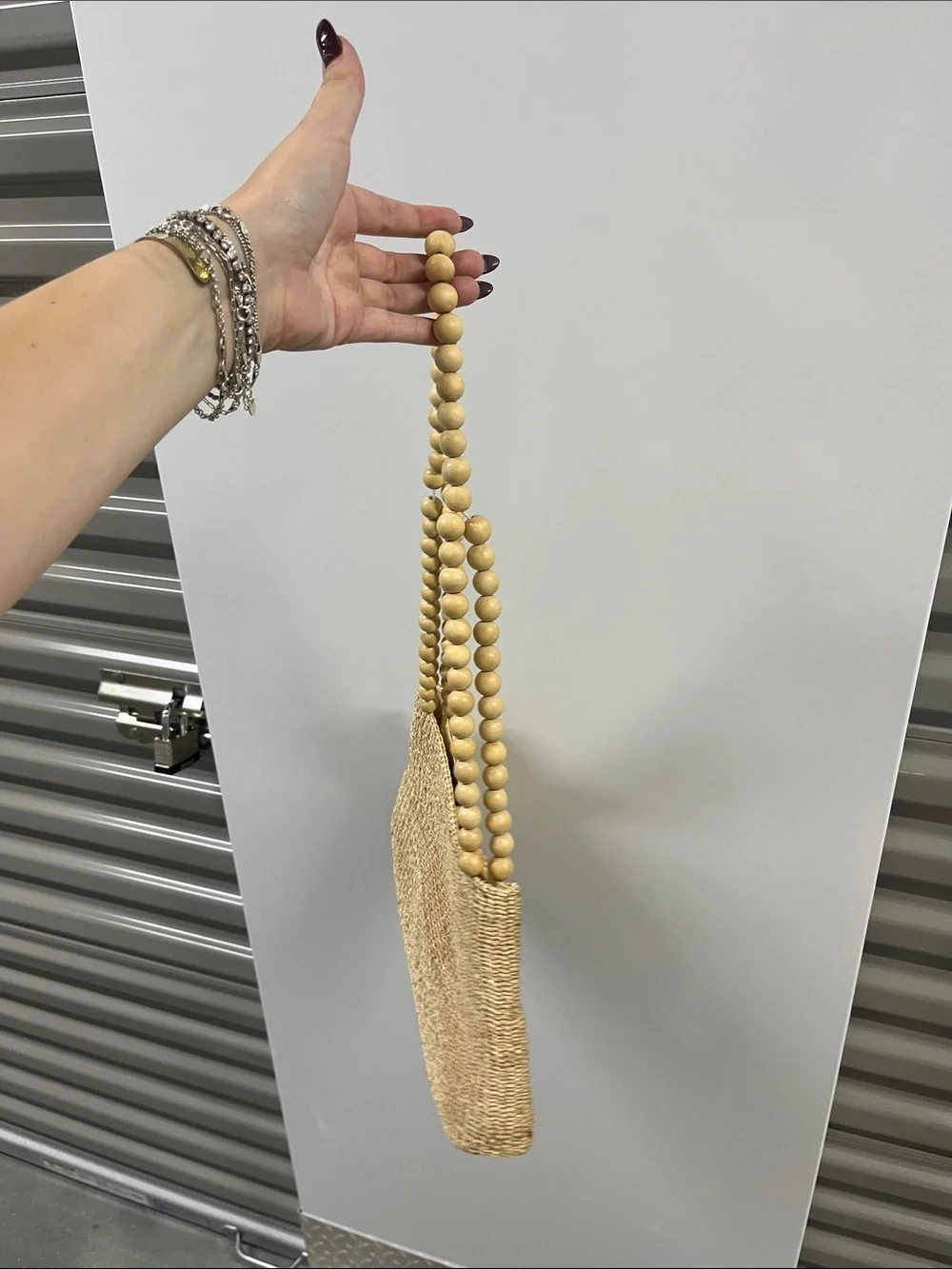 Aranaz woven bag beach holiday style Wood bead details